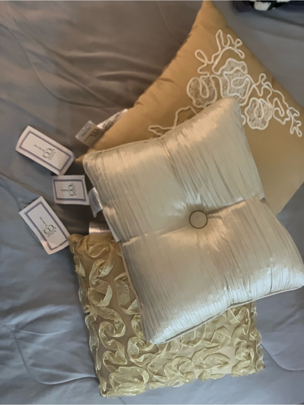 Nine West Gold and Ivory Decorative Accent Pillows